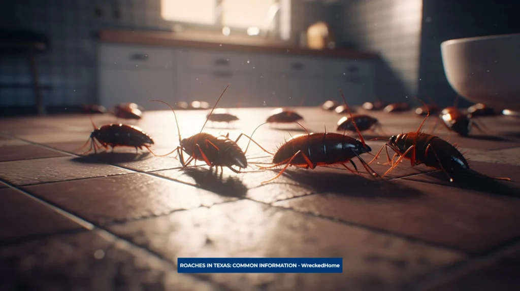 Multiple Cockroaches on a Kitchen Floor