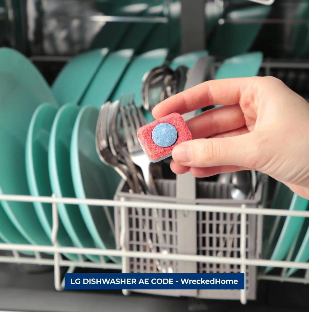 Woman Adding Detergent to LG Dishwasher AE Code