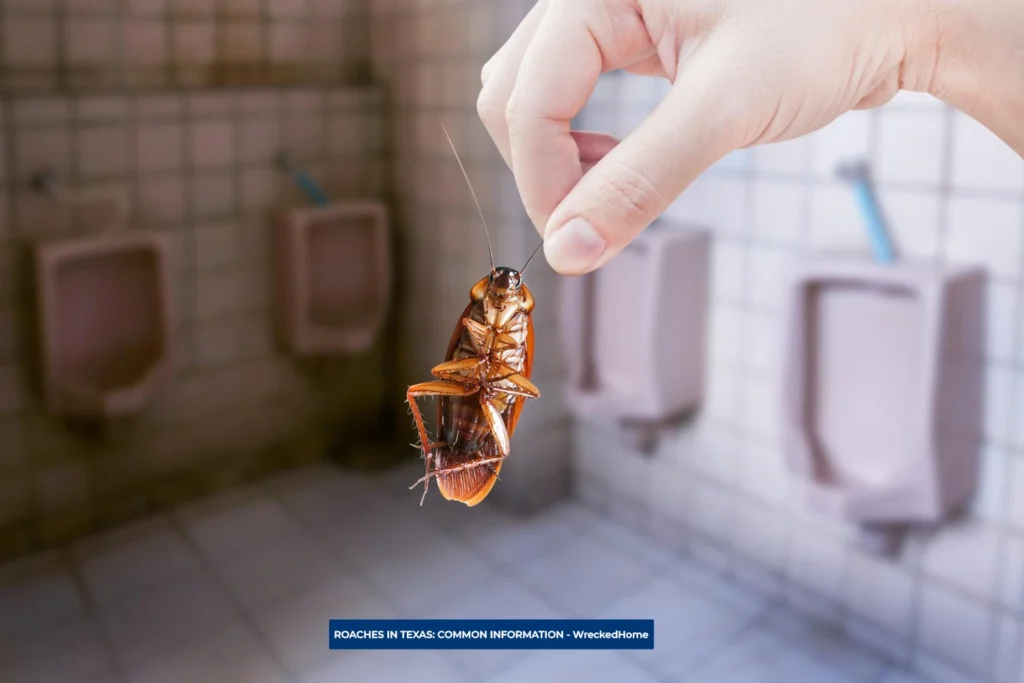 Man holding up a cockroach