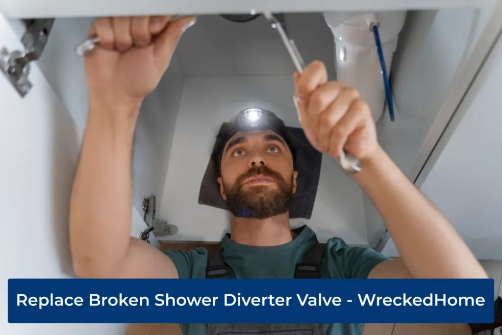 man working as a plumber, replacing a Broken Shower Diverter Valve