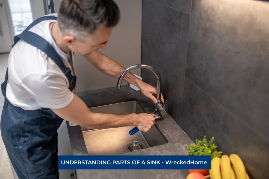 man fixing parts of a sink