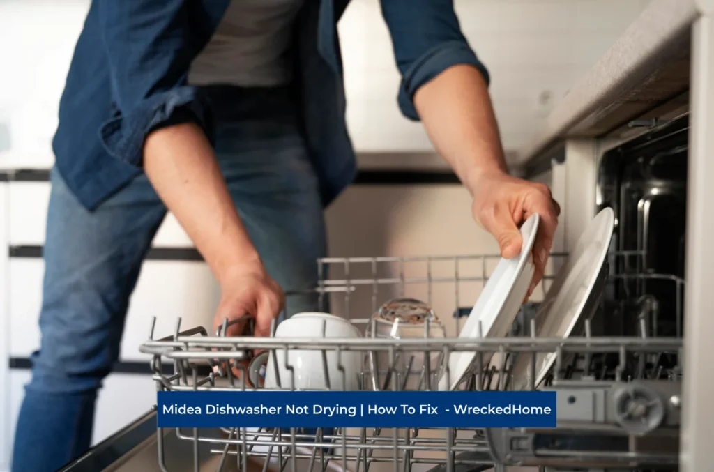 Man putting dishes in Midea Dishwasher