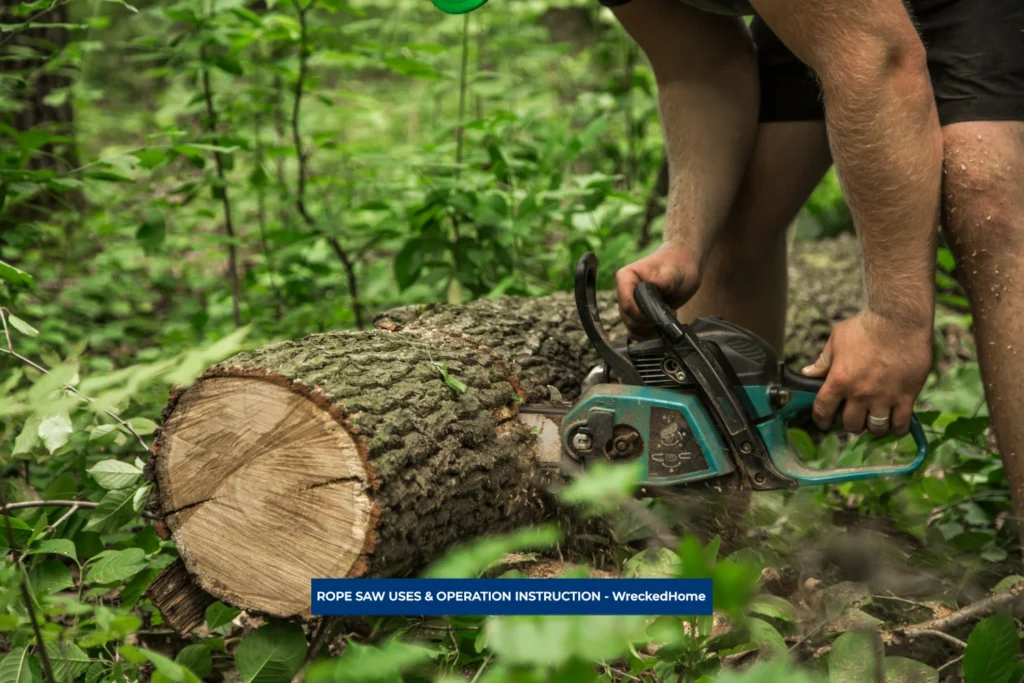 Man Using Chainsaw to Cut a Tree Branch