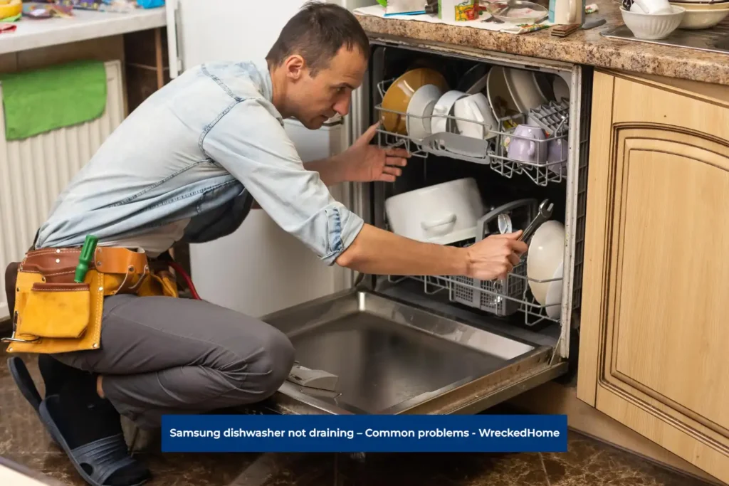 Worker Fixing Samsung dishwasher not draining