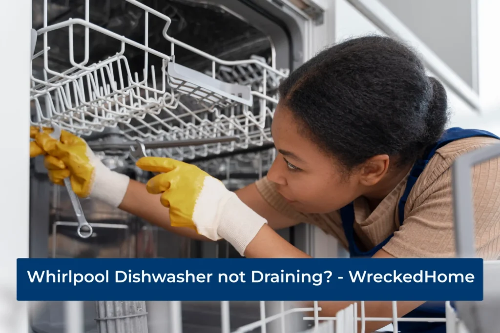 Women Plumber fixing Whirlpool Dishwasher not draining