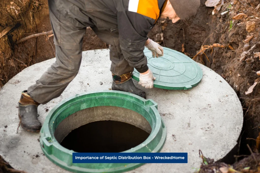 Worker on top of Septic Distribution Box