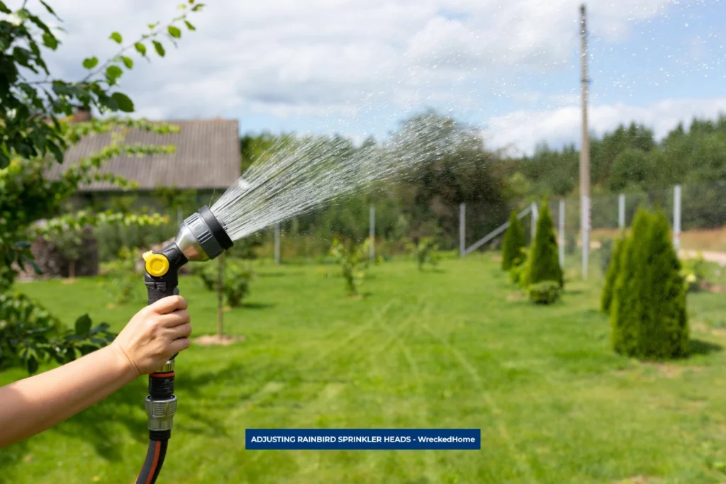 Man using Rainbird Sprinkler to water his garden