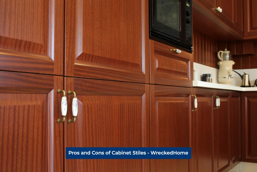 Cabinet Stiles in a old style wooden brown colors Kitchen.