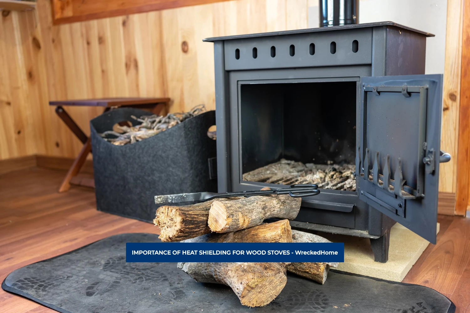 Heat Shielding For Wood Stoves Best Protection 2023 Guide   Rustic Wooden Stove With Wood Logs Ready Be Introduced Into Fireplace.webp