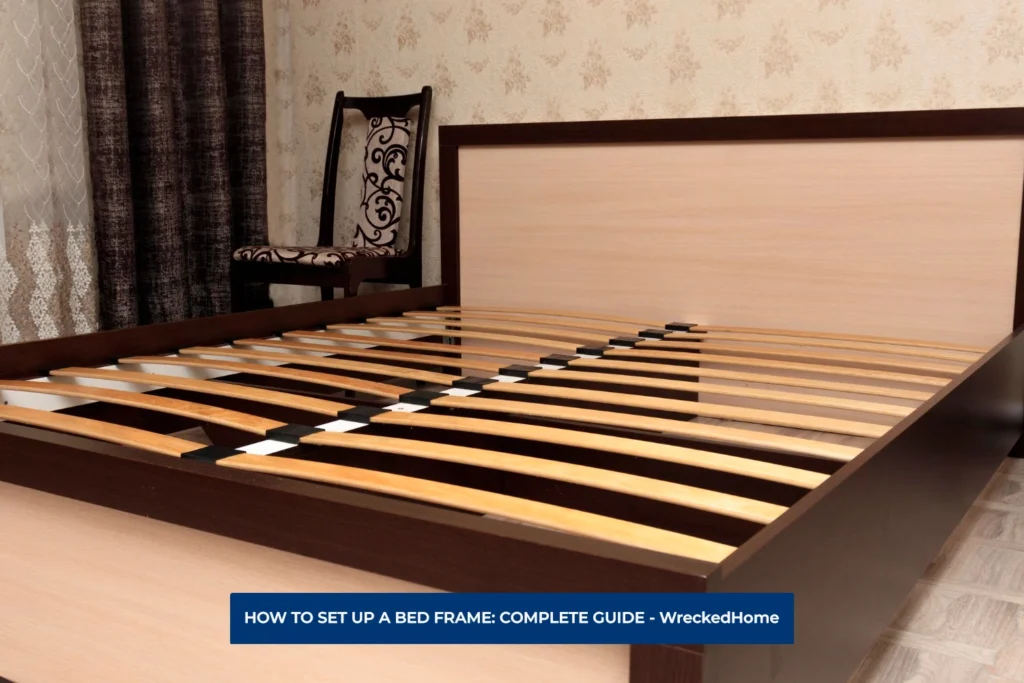 EMPTY BED WITH FRAME.HOW TO SET UP A BED FRAME